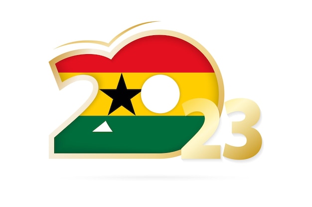 Jaar 2023 met het patroon van de vlag van Ghana