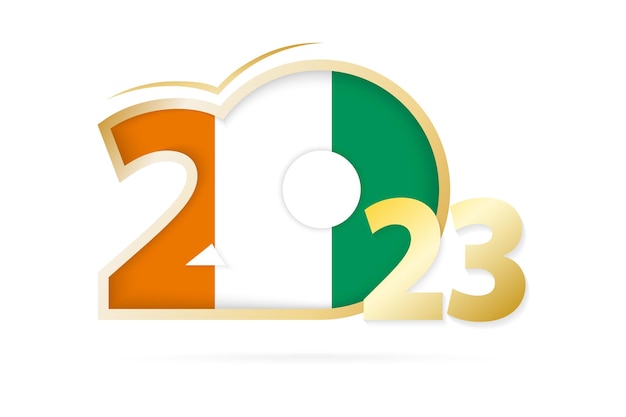 Jaar 2023 met Ivoorkust vlagpatroon