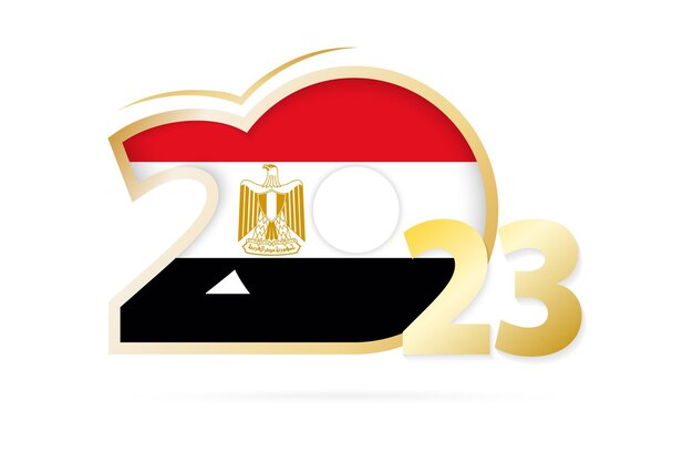 Jaar 2023 met patroon van de vlag van egypte