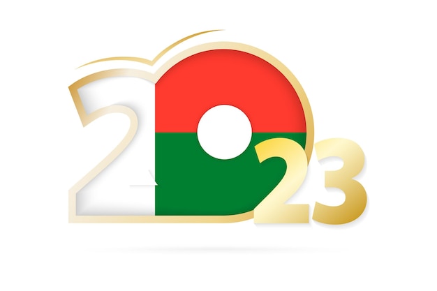 Jaar 2023 met vlagpatroon van madagaskar