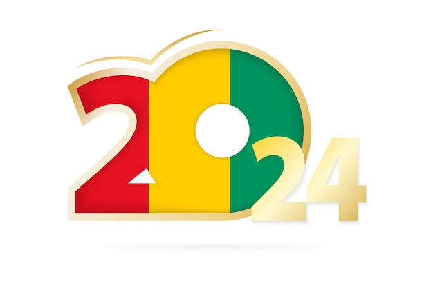 Jaar 2024 met Guinee-vlagpatroon