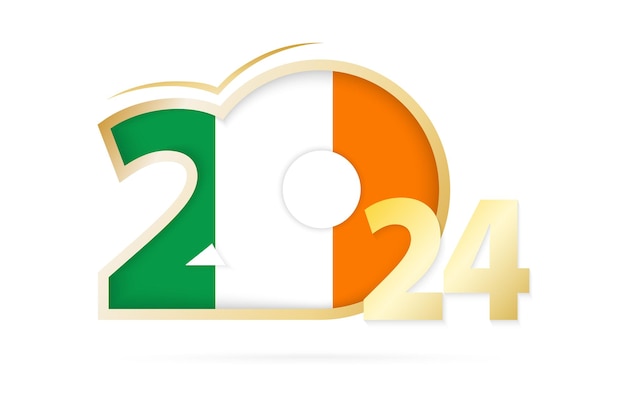Vector jaar 2024 met het patroon van de vlag van ierland