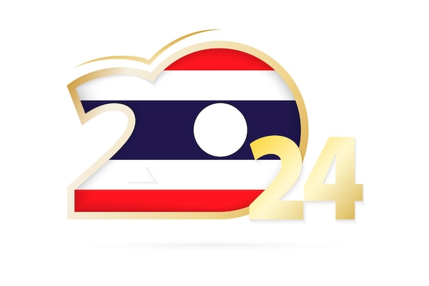 Jaar 2024 met het patroon van de Vlag van Thailand