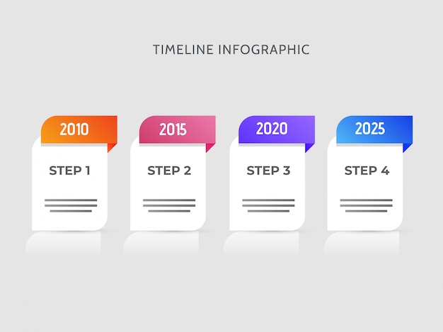 Jaar tijdlijn infographic elementen met vier stappen voor het bedrijfsleven