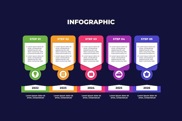 Jaar tijdlijn zakelijk infographic ontwerp