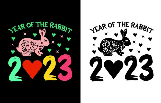 Jaar van het konijn typografie t shirt design