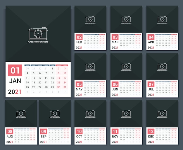 Jaarlijkse kalender ontwerpconcept