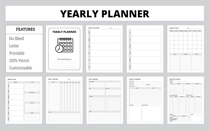 Vector jaarlijkse planner vector illustratie jaarlijks schema gebruik voor elk jaar