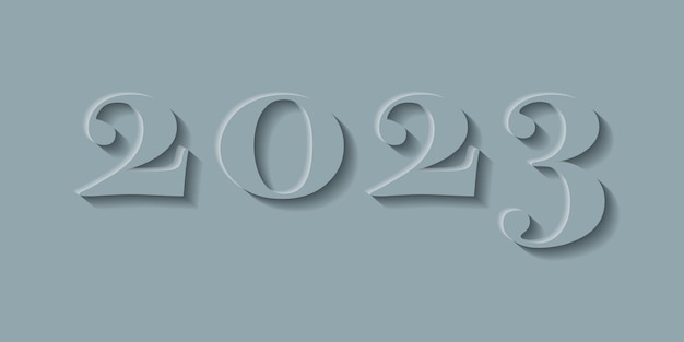 Vector jaartal 2023. 3d-effect cijfers. papier gesneden stijl. vector illustratie.