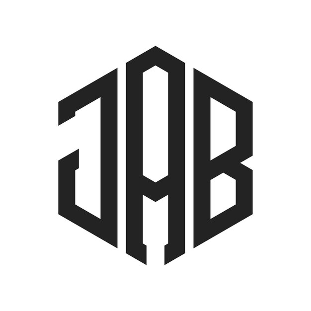 JAB ロゴ デザイン イニシャルレター JAB モノグラム ロゴ ヘクサゴン形