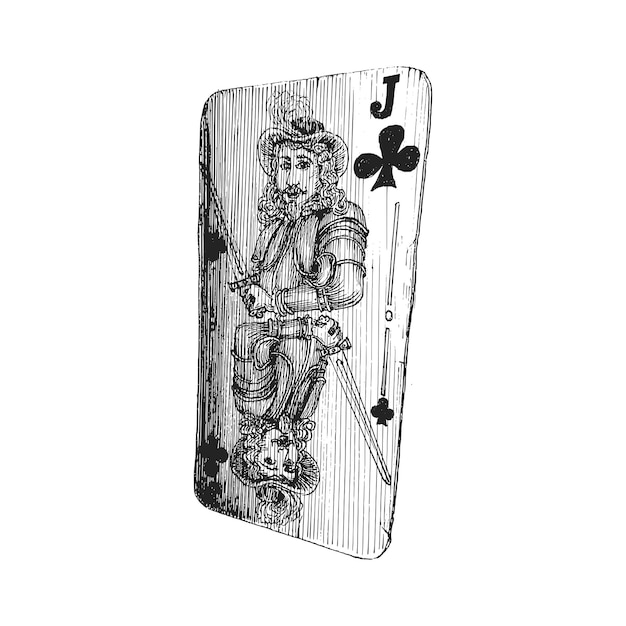 Vector the jack of clubs playing card sketch in vector