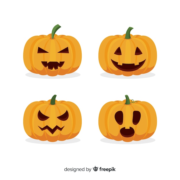 Zucca curva di halloween piatta jack o lantern