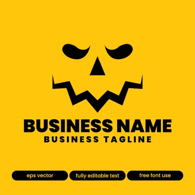 Jack o 'lanterna zucca di halloween faccia logo testo modificabile eps stile vettoriale 10