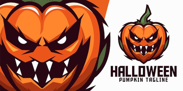 Jack o' Lantern mascotte geïllustreerde pompoen voor sport- en ESport-logo's