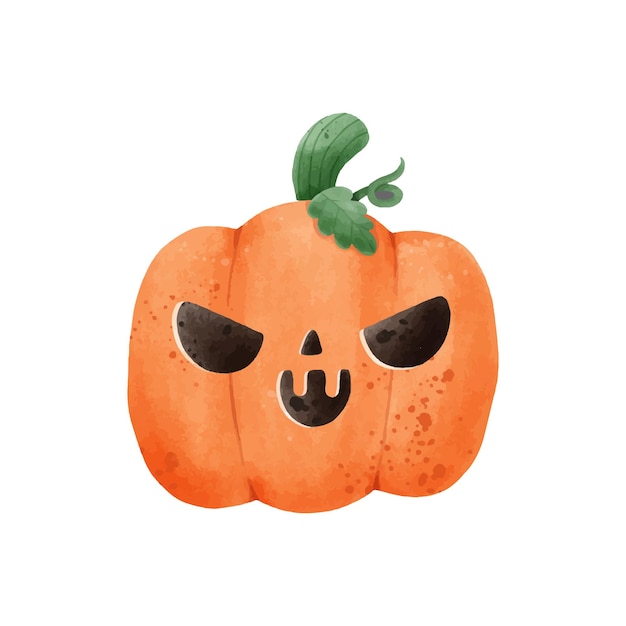 jack o lantern pumpkin watercolor Happy Halloween holiday Orange pumpkin face vector design