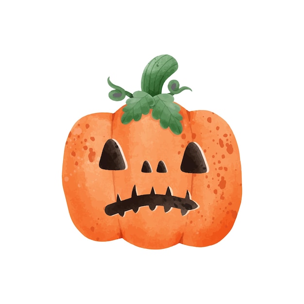 jack o lantern pumpkin watercolor Happy Halloween holiday Orange pumpkin face vector design