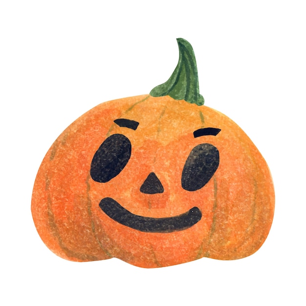 Vector jack o lantern or smiling halloween pumpkins hand painted watercolor illustration.