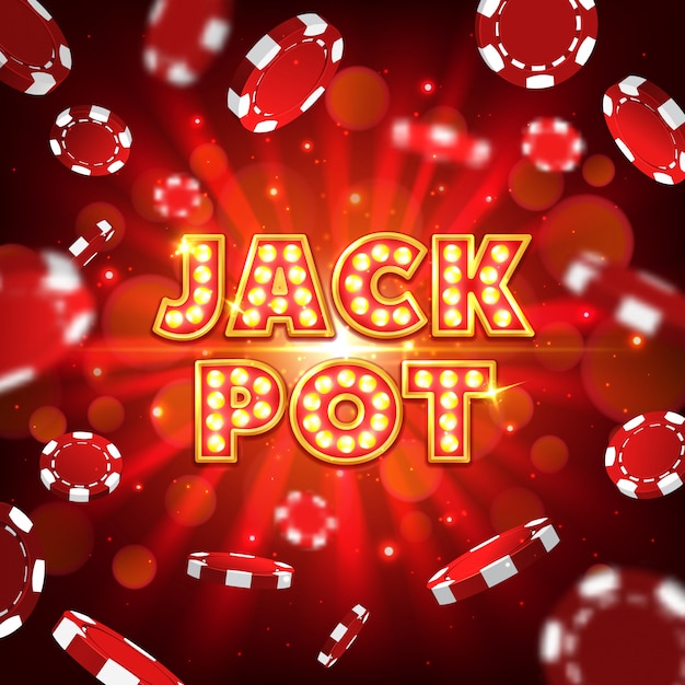 Poster di casinò jack pot con fiches da poker