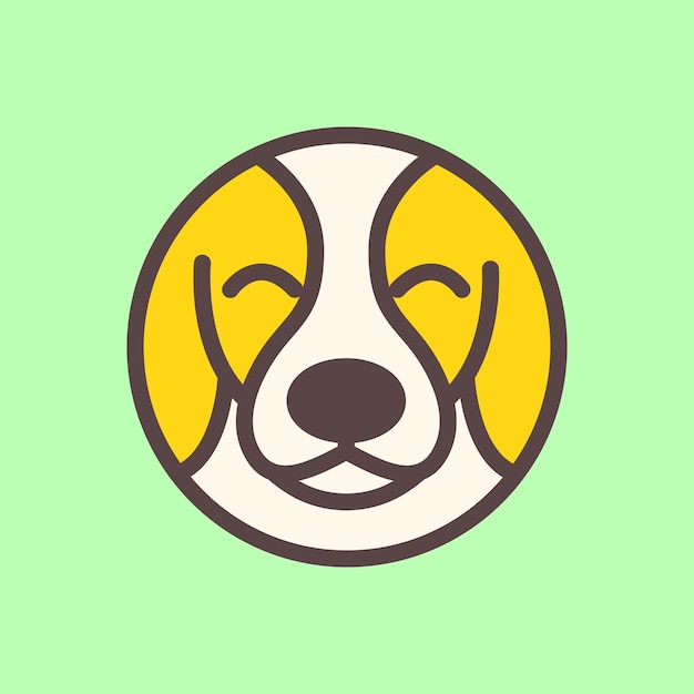 Vector jack russel dog puppy cute circle modern geometric mascot cartoon smile happy logo icon vector illustration