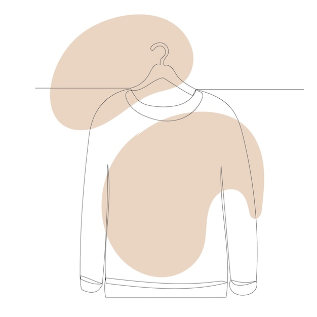 Vector jacket on a hanger one continuous line drawing isolated vector