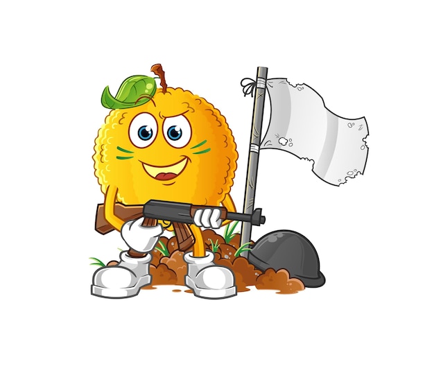 Jackfruit army character. cartoon mascot vector