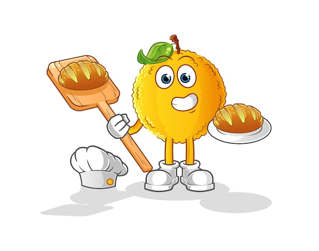 Jackfruit baker with bread. cartoon mascot vector