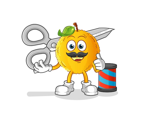 jackfruit barber cartoon. cartoon mascot vector