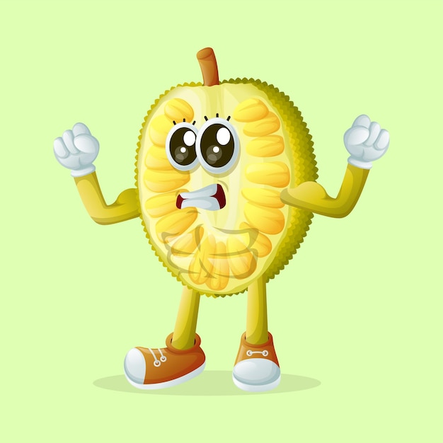 jackfruit character showing off his muscles perfect for kids merchandise and sticker banner promotion