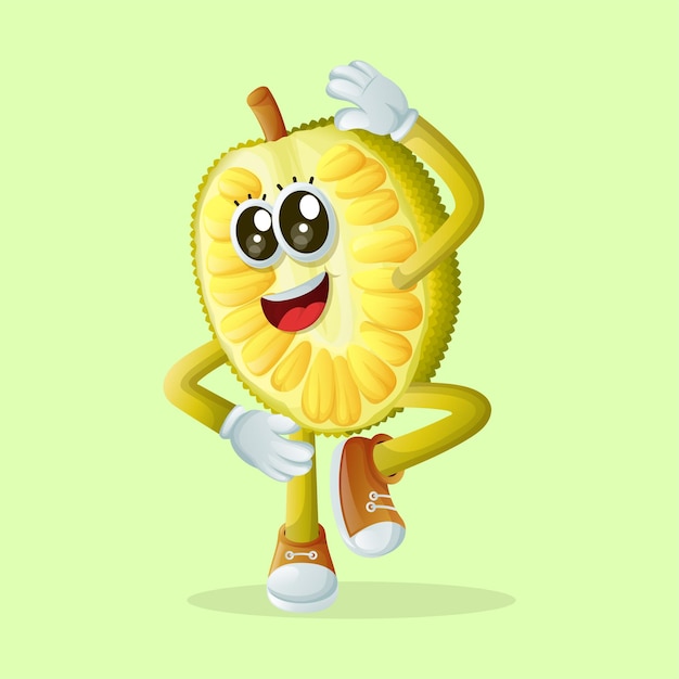 Vector jackfruit character stretching perfect for kids merchandise and sticker banner promotion