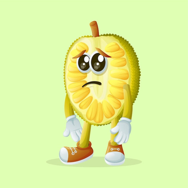 jackfruit character with sad expression perfect for kids merchandise and sticker banner promotion