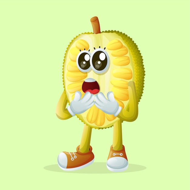 jackfruit character with a surprised face and open mouth perfect for kids merchandise and sticker banner promotion