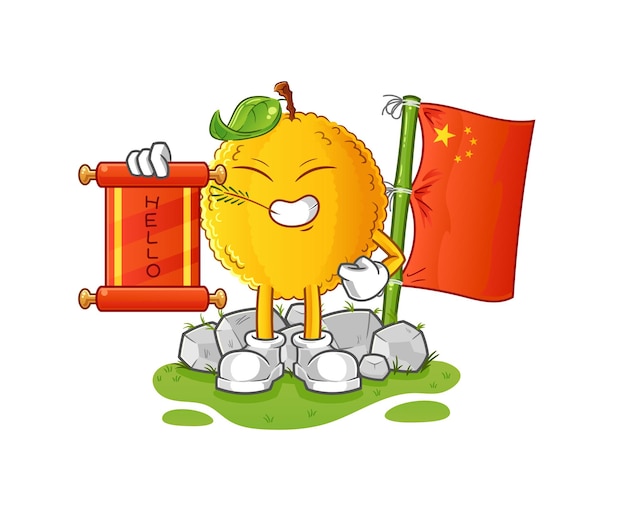 jackfruit chinese cartoon. cartoon mascot vector