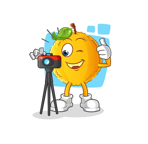 jackfruit fotograaf karakter. cartoon mascotte vector