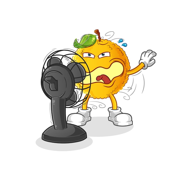 Jackfruit in front of the fan character. cartoon mascot vector