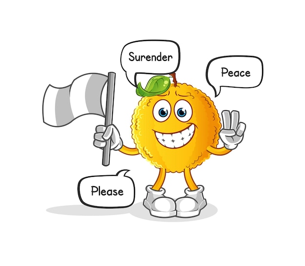 jackfruit hold surrender flag mascot. cartoon vector