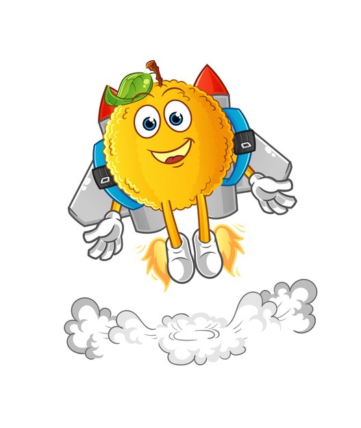 jackfruit met jetpack-mascotte. cartoon vector