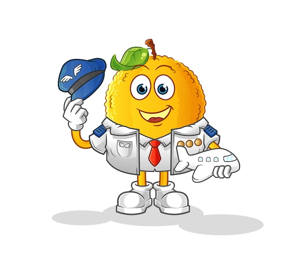 Jackfruit piloot mascotte. cartoon vector