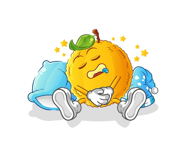 Jackfruit sleeping character. cartoon mascot vector