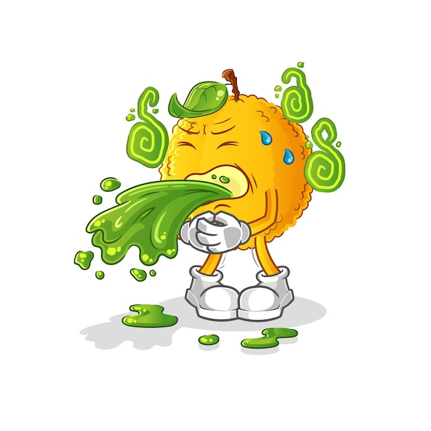 Jackfruit throw up cartoon. cartoon mascot vector