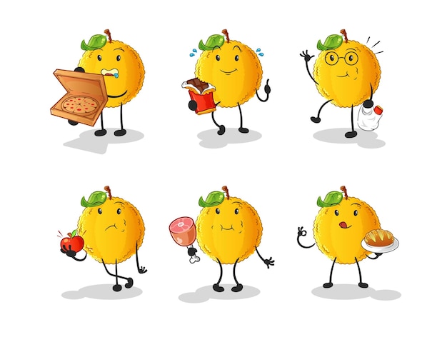 Jackfruit voedsel set karakter cartoon mascotte vector