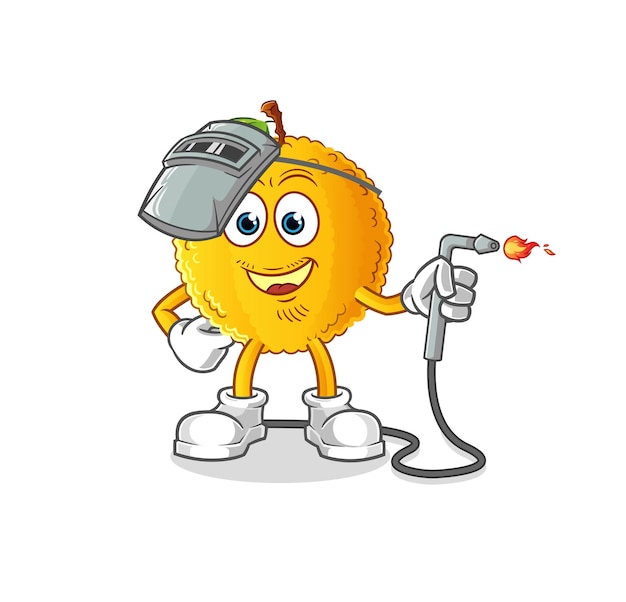 jackfruit welder mascot. cartoon vector