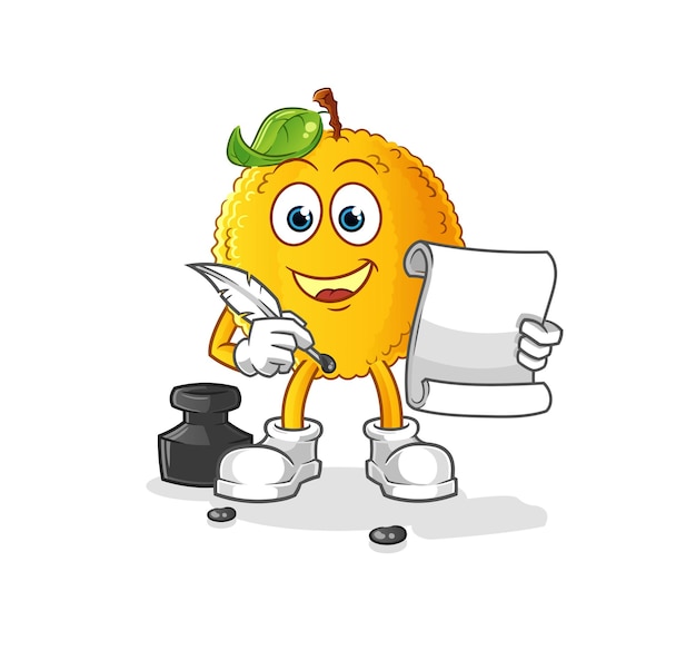 Vettore di scrittore di jackfruit. personaggio dei cartoni animati