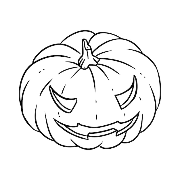 Vettore jackolantern zucca di halloween carino spaventoso zucca intagliata faccia icona del fumetto disegnato a mano isolato lineart illustrazione elemento per halloween o adesivi stregoneria pagana stampe file tagliati al laser