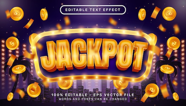 Vector jackpot 3d text effect and editable text effect