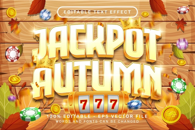 jackpot autumn 3d text effect and editable text effect with leaf autumn illustration