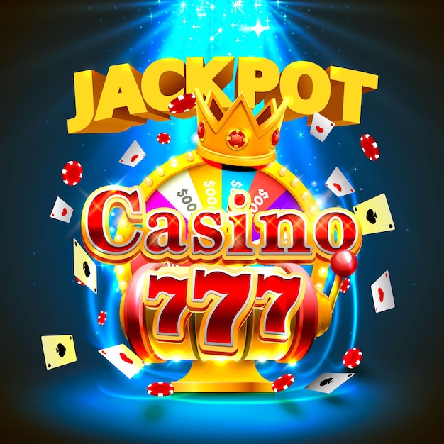 Jackpot casino 777 big win slots and fortune king banner. vector illustration