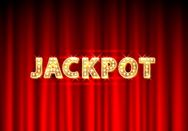 Jackpot casino banner text on the background of the brick wall. Vector illustration