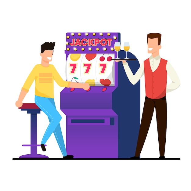 Jackpot sull'illustrazione di vettore dello slot machine del casinò