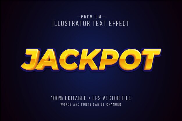 Jackpot effetto di testo 3d modificabile o stile grafico con sfumatura metallica