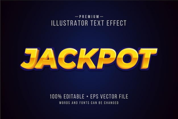 Джекпот редактируемый 3d текстовый эффект или графический стиль с металлическим градиентом